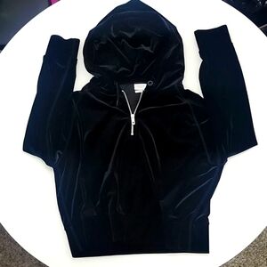 Rag n Bone black velour half zip hoodie